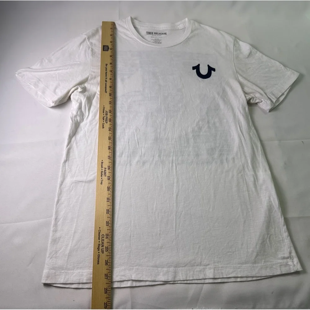True Religion Mens White Horseshoe Logo Graphic Tee Streetwear Y2K Urban‎ Size M
